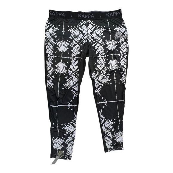 Kappa Womens Geometric Print Elastic Waist Capri Leggings Black White Size Large - Picture 1 of 7